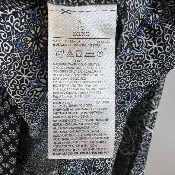 Gap Blouse Women’s Size XL Blue Kaleidoscope Floral Polyester Long Sleeve Boho - Picture 7 of 10